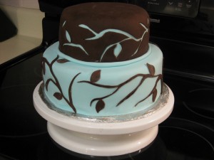 Blue and Brown Ivy Cake